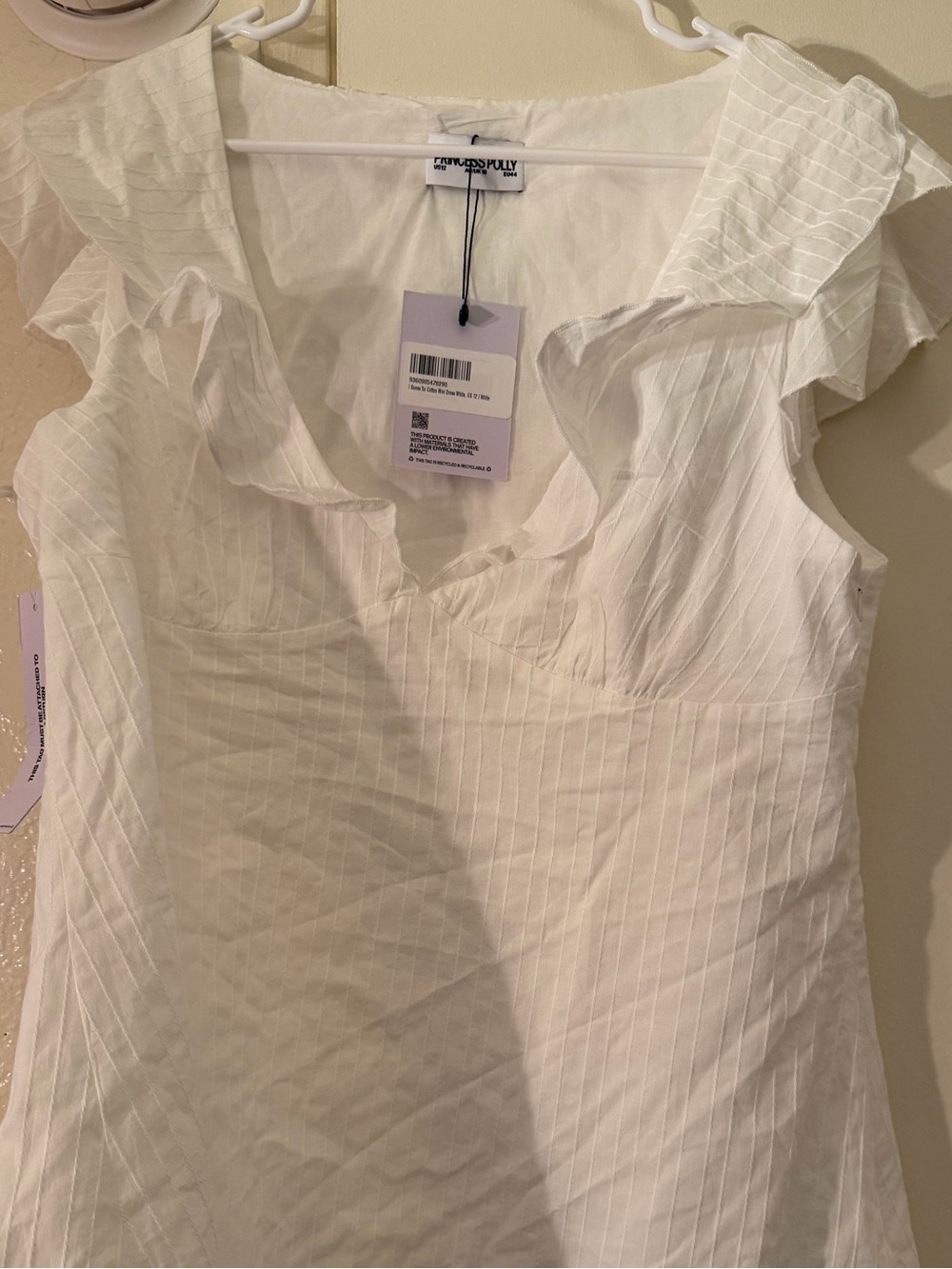 Princess Polly White Ruffle V-Neck Mini Dress